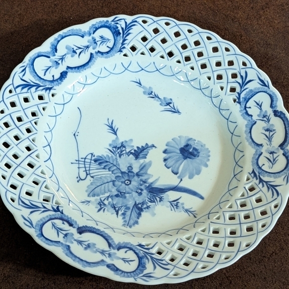 Meissen Blue Onion Salad Plate 7" Openwork Plate Vintage Asian - Picture 5 of 5